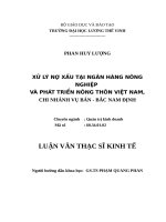Luận văn thạc sỹ - Xử lý nợ xấu tại Ngân nông nghiệp và phát triển nông thôn Việt Nam Chi nhánh Vụ Bản - Bắc Nam Định