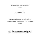 Luận văn thạc sỹ - Đa dạng hóa dịch vụ ngân hàng tại Agribank chi nhánh tỉnh Quảng Ninh