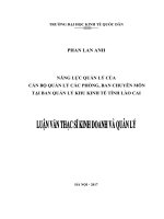Luận văn thạc sỹ - Năng lực quản lý của cán bộ quản lý các phòng, ban chuyên môn tại Ban quản lý khu Kinh tế tỉnh Lào Cai