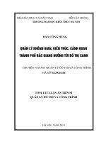 Quản lý không gian, kiến trúc, cảnh quan thành phố bắc giang hướng tới đô thị xanh tt tiếng anh 