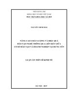 Nâng cao chất lượng và hiệu quả đào tạo nghề thông qua liên kết giữa cơ sở đào tạo và doanh nghiệp tại Hưng Yên