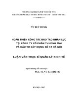 Luận văn thạc sỹ - Hoàn thiện công tác đào tạo nhân lực tại Công ty cổ phần thương mại và đầu tư xây dựng số 32 Hà Nội