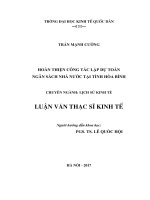 Luận văn thạc sỹ - Hoàn thiện công tác lập dự toán ngân sách nhà nước tại tỉnh Hòa Bình