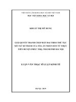 Giải quyết TCĐĐ theo thủ tục xét xử sơ thẩm của TAND từ thực tiễn huyện phúc thọ, thành phố hà nội 