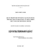 Luận văn thạc sỹ - Quản trị rủi ro tín dụng tại Ngân hàng TMCP Đầu tư và Phát triển Việt Nam- Chi nhánh Hà Thành