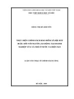 THỰC HIỆN CHÍNH SÁCH bảo HIỂM xã hội bắt BUỘC đối với NGƯỜI LAO ĐỘNG tại DOANH NGHIỆP vừa và NHỎ ở nước TA HIỆN NAY 