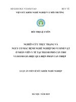 Nghiên cứu thực trạng và nguy cơ mắc bệnh nghề nghiệp do vi sinh vật ở nhân viên y tế tại thành phố Cần Thơ và đánh giá hiệu quả biện pháp can thiệp