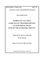 Nghiên cứu tác nhân vi khuẩn gây viêm phổi thở máy và gene kháng thuốc bằng kỹ thuật sinh học phân tử tt 