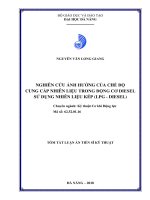 Tóm tắt luận án Tiến sĩ Kỹ thuật: Nghiên cứu ảnh hưởng của chế độ cung cấp nhiên liệu trong động cơ Diesel sử dụng nhiên liệu kép (LPG-Diesel)