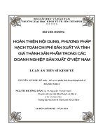 Hoàn thiện nội dung phương pháp hạch toán chi phí sản xuất và tính giá 