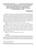 Tác động trách nhiệm xã hội của doanh nghiệp đến lòng trung thành của khách hàng: Trường hợp khách hàng gửi tiền tiết kiệm tại thành phố Cần Thơ