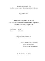 Nâng cao tính hữu ích của báo cáo tài chính doanh nghiệp việt nam trong giai đoạn hiện nay 