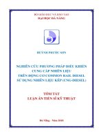 Tóm tắt luận án Tiến sĩ Kỹ thuật: Nghiên cứu phương pháp điều khiển cung cấp nhiên liệu trên động cơ Common Rail Diesel sử dụng nhiên liệu kép (CNG-Diesel)