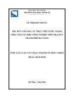 Tóm tắt luận văn Thạc sĩ: Thu hút vốn đầu tư trực tiếp nước ngoài (FDI) vào các Khu Công nghiệp trên địa bàn thành phố Đà Nẵng