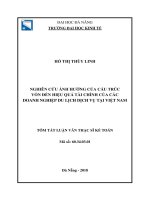 Tóm tắt luận văn Thạc sĩ: Nghiên cứu ảnh hưởng của cấu trúc vốn đến hiệu quả tài chính của các doanh nghiệp Du lịch dịch vụ tại Việt Nam