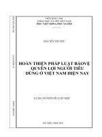 Hoàn thiện pháp luật bảo vệ quyền lợi người tiêu dùng ở việt nam hiện nay