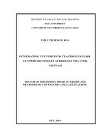Lồng ghép liên văn hóa vào giảng dạy Tiếng Anh ở trưởng phổ thông ở Trà Vinh, Việt Nam