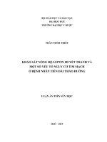 Khảo sát nồng độ leptin huyết thanh và một số yếu tố nguy cơ tim mạch ở bệnh nhân tiền đái tháo đường