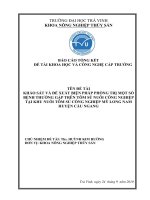 Khảo sát và đề xuất biện pháp phòng trị một số bệnh thường gặp trên tôm Sú (Penaeus monodon) nuôi công nghiệp tại khu nuôi tôm Sú công nghiệp Mỹ Long Nam huyện Cầu Ngang