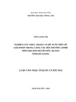 Nghiên cứu thực trạng và đề xuất một số giải pháp trong công tác bồi thường, giải phóng mặt bằng trên địa bàn huyện bắc quang, tỉnh hà giang 