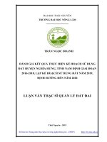 Đánh giá kết quả thực hiện kế hoạch sử dụng đất huyện nghĩa hưng, tỉnh nam định giai đoạn 2016 2018, lập kế hoạch sử dụng đất năm 2019, định hướng đến năm 2020 