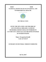 Nghiên cứu thực trạng và nguy cơ mắc bệnh nghề nghiệp do vi sinh vật ở nhân viên y tế tại thành phố cần thơ và đánh giá hiệu quả biện pháp can thiệp tt tiếng việt 