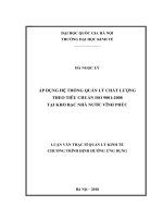 Áp dụng hệ thống quản lý chất lượng theo tiêu chuẩn ISO 9001 2008 tại kho bạc nhà nước vĩnh phúc (luận vă thạc sĩ) 