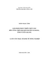 Giải pháp phát triển thủy sản bền vững trên địa bàn huyện na hang, tỉnh tuyên quang 