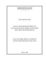 Quản lý hoạt động huy động vốn tại ngân hàng nông nghiệp và phát triển nông thôn chi nhánh đống đa (luận vă thạc sĩ) 