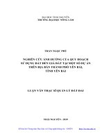 Nghiên cứu ảnh hưởng của quy hoạch sử dụng đất đến giá đất tại một số dự án trên địa bàn thành phố yên bái, tỉnh yên bái
