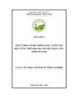 Phát triển nghề trồng dâu, nuôi tằm bền vững trên địa bàn huyện trấn yên, tỉnh yên bái  (luận văn thạc sĩ)