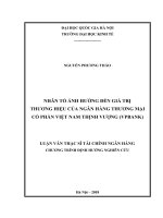 Nhân tố ảnh hưởng đến giá trị thương hiệu của ngân hàng thương mại cổ phần việt nam thịnh vượng (VP BANK) (luận vă thạc sĩ) 