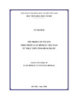 Luận văn Thạc sĩ Luật hình sự và Tố tụng hình sự: Tội trộm cắp tài sản theo pháp luật hình sự Việt Nam từ thực tiễn tỉnh Bình Phước
