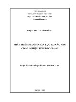 Phát triển nguồn nhân lực tại các khu công nghiệp tỉnh Bắc Giang