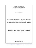 Quản lý hoạt động dạy học môn giáo dục công dân theo tiếp cận năng lực ở các trường trung học phổ thông huyện trà lĩnh, tỉnh cao bằng (luận văn thạc sĩ)