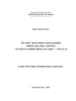 Tổ chức hoạt động trải nghiệm trong dạy học chương cơ sở của nhiệt động lực học   vật lí 10