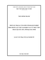 Thuế Giá trị gia tăng đối với doanh nghiệp theo pháp luật Việt Nam hiện nay, từ thực tiễn thị xã Quảng Yên, tỉnh Quảng Ninh (Luận văn thạc sĩ)
