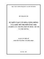 Sự kiến tạo văn hóa cộng  2 đồng của khu đô thị mới ở Hà Nội (nghiên cứu trường hợp Mỹ Đình  Mễ Trì và Việt Hưng)