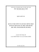 Quản lý nhà nước về cấp giấy chứng nhận quyền sử dụng đất từ thực tiễn huyện hóc môn, thành phố hồ chí minh 