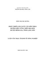 Phát triển sản xuất cây hồi theo hướng bền vững trên địa bàn huyện bình gia, tỉnh lạng sơn 