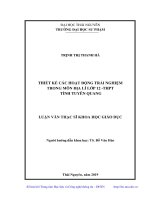 Thiết kế các hoạt động trải nghiệm trong môn địa lí lớp 12 trung học phổ thông tỉnh tuyên quang 