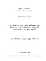 Tổ chức hoạt động trải nghiệm cho học sinh ở các trường tiểu học thành phố thái nguyên, tỉnh thái nguyên 