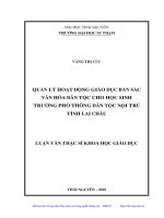 Quản lý hoạt động giáo dục bản sắc văn hóa dân tộc cho học sinh trường phổ thông dân tộc nội trú tỉnh Lai Châu
