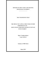 Ảnh hưởng của cơ cấu vốn đến hiệu quả kinh doanh của các công ty cổ phần niêm yết trên thị trường chứng khoán việt nam tt tieng anh 
