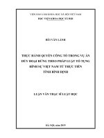 Thực hành quyền công tố trong vụ án hủy hoại rừng theo pháp luật tố tụng hình sự Việt Nam từ thực tiễn tỉnh Bình Định (Luận văn thạc sĩ)