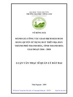 Đánh giá công tác giao dịch bảo đảm bằng quyền sử dụng đất trên địa bàn thành phố Thanh Hóa, tỉnh Thanh Hóa giai đoạn 2016-2018