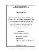 Sử dụng các hoạt động đọc dựa trên nhiệm vụ để nâng cao vốn từ vựng cho tân sinh viên trường cao đẳng cơ khí   luyện kim 