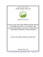 Đánh giá việc thực hiện chính sách bồi thường giải phóng mặt bằng và tái định cư khi nhà nước thu hồi đất tại một số dự án trên địa bàn thành phố thanh hóa, tỉnh thanh hóa