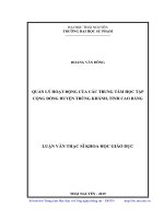Quản lý hoạt động của các trung tâm học tập cộng đồng huyện Trùng Khánh, tỉnh Cao Bằng (Luận văn thạc sĩ)