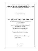 Teacher motivation and its influences on their classroom teaching  a case study 